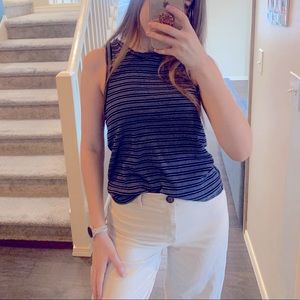 Madewell Striped Blue and White Racer Tank Large